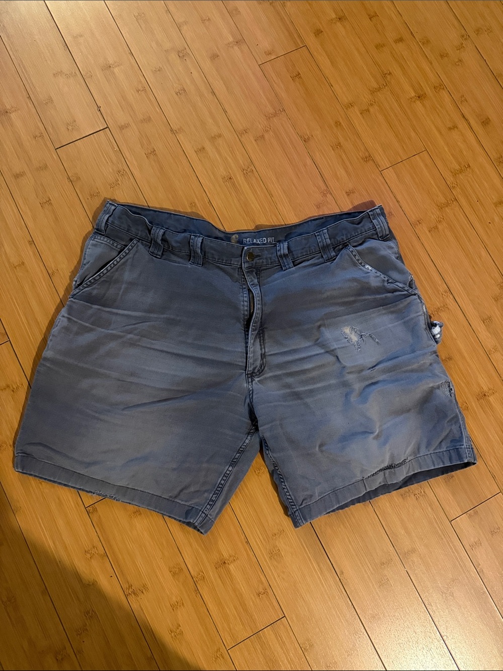 Carhartt Men's Faded Grey Relaxed Front-Flat Shorts